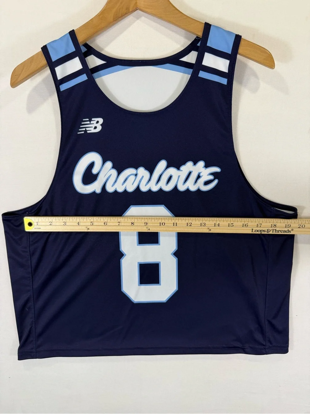New Balance Men’s Navy Blue and White Charlotte Number Rash Guard